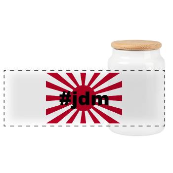 JDM Flagge - Panorama Keksdose mit Holzdeckel - Weiß - Vorne