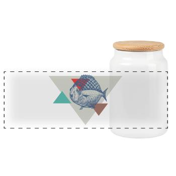 Conception de triangle de poisson - Boîte à biscuits avec couvercle en bois - blanc - Devant