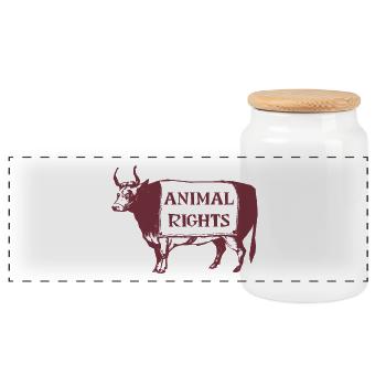 Droits des animaux - COW - Boîte à biscuits avec couvercle en bois - blanc - Devant