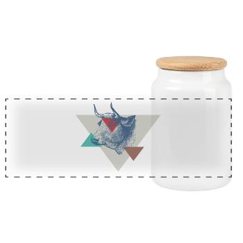 Conception de triangle de vache - Boîte à biscuits avec couvercle en bois - blanc - Devant