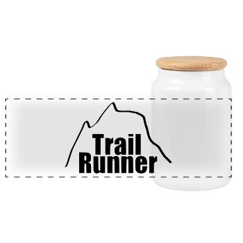 Trailrunner laufen Läufer Sport Geschenk - Panorama Keksdose mit Holzdeckel - Weiß - Vorne