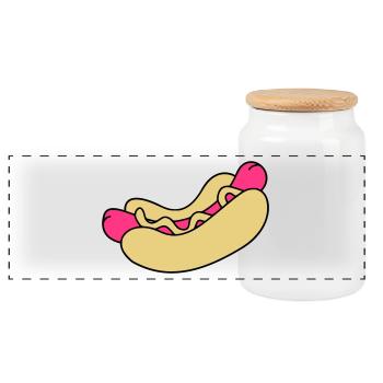 Hot Dog - Panorama Keksdose mit Holzdeckel - Weiß - Vorne