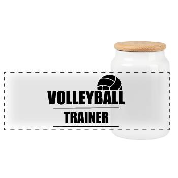 Volleyball Trainer Coach Spielen Sport - Panorama Keksdose mit Holzdeckel - Weiß - Vorne