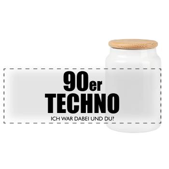 90er TECHNO - ich war dabei und du? - Panorama Keksdose mit Holzdeckel - Weiß - Vorne