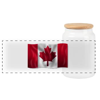 Canada Canada flag cool stylish - Panoramic Cookie Jar with Wooden Lid - white - Front
