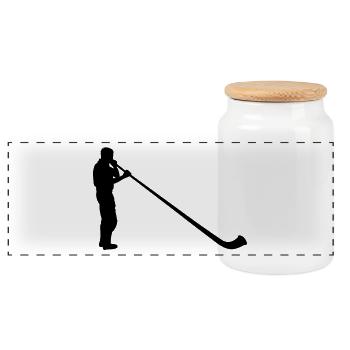 Alphorn Alpenhorn music brass instrument - Panoramic Cookie Jar with Wooden Lid - white - Front