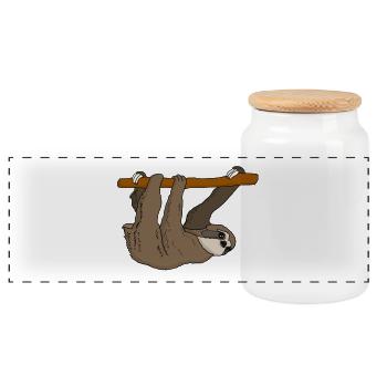 sloth - Panoramic Cookie Jar with Wooden Lid - white - Front