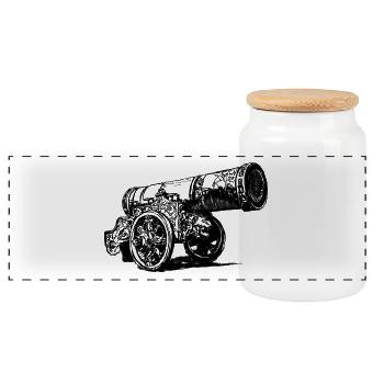 Kanone - Panorama Keksdose mit Holzdeckel - Weiß - Vorne