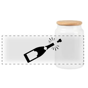 A bottle of - Panoramic Cookie Jar with Wooden Lid - white - Front