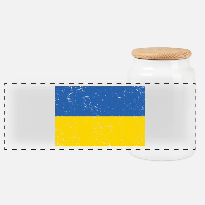 Ukraine Flagge Distressed - Panorama Keksdose mit Holzdeckel - Weiß