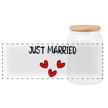 JUST MARRIED. VIVE LES MARIES. EVJF - Boîte à biscuits avec couvercle en bois - blanc - Devant