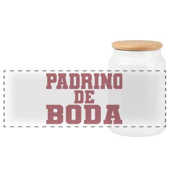 Padrino de Boda, Meilleur homme de fête de mariage Groomsmen - Boîte à biscuits avec couvercle en bois - blanc - Devant