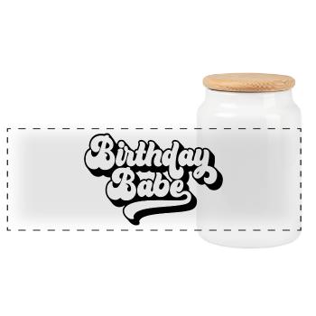 Birthday Babe Matching Group Geburtstagsparty Geschenk - Panorama Keksdose mit Holzdeckel - Weiß - Vorne
