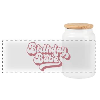 Birthday Babe Matching Group Geburtstagsparty Geschenk - Panorama Keksdose mit Holzdeckel - Weiß - Vorne