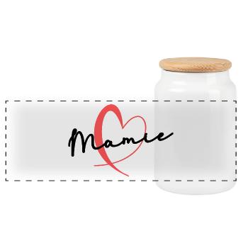 MAMIE. FÊTE DES MÈRES. BONNE FÊTE MAMIE. JE T'AIME - Boîte à biscuits avec couvercle en bois - blanc - Devant