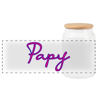 PAPY. FÊTE DES PÈRES. BONNE FÊTE PAPY. JE T'AIME. - Boîte à biscuits avec couvercle en bois - blanc - Devant