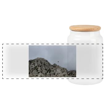 Berg Berge Berglandschaft Poster - Panorama Keksdose mit Holzdeckel - Weiß - Vorne