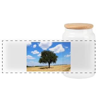 Tree, Environment, Nature - Panoramic Cookie Jar with Wooden Lid - white - Front