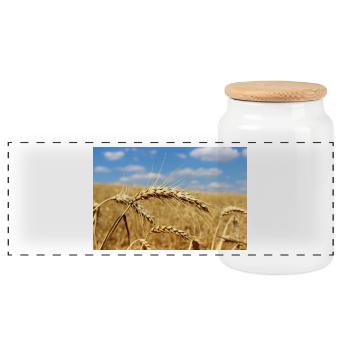 Agriculture Cornfield Landscape - Panoramic Cookie Jar with Wooden Lid - white - Front