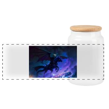 Night Rider- Black Pegasus - Panoramic Cookie Jar with Wooden Lid - white - Front