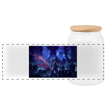 The Graveyard - Panoramic Cookie Jar with Wooden Lid - white - Front