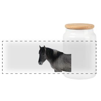 Chevaux T-shirt Cadeau Cavalier - Boîte à biscuits avec couvercle en bois - blanc - Devant