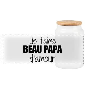 Je t'aime beau papa d'amour - Boîte à biscuits avec couvercle en bois - blanc - Devant