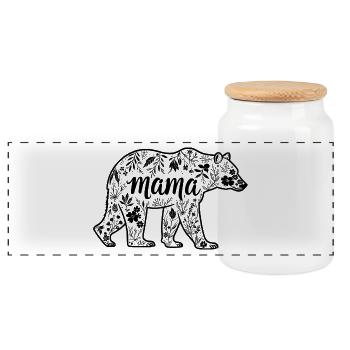 Mama Bär - Mama Bär - Panorama Keksdose mit Holzdeckel - Weiß - Vorne