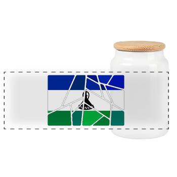 Geschenk für Lesotho - Panorama Keksdose mit Holzdeckel - Weiß - Vorne