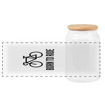 Born To Ride (Bicyclette / Vélo De Course) - Boîte à biscuits avec couvercle en bois - blanc - Devant