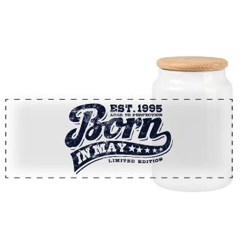 Born in May 1995 - Geburtstag - Geschenk - Panorama Keksdose mit Holzdeckel - Weiß - Vorne