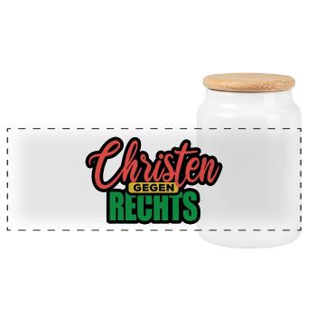 Christen Gegen Rechts - Nie wieder ist jetzt - Panorama Keksdose mit Holzdeckel - Weiß - Vorne