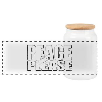 Peace please weiss schmutziger Rand - Panorama Keksdose mit Holzdeckel - Weiß - Vorne