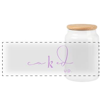 Lavender Caked Up Script - Panorama Keksdose mit Holzdeckel - Weiß - Vorne