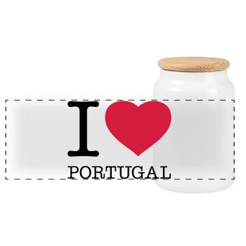I LOVE PORTUGAL - Panorama Keksdose mit Holzdeckel - Weiß - Vorne