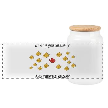 What if you're right? - Panoramic Cookie Jar with Wooden Lid - white - Front