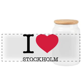 I LOVE STOCKHOLM Suède Schweden - Boîte à biscuits avec couvercle en bois - blanc - Devant