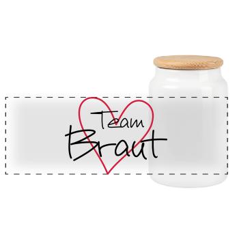 Team Braut Herz Party - Panorama Keksdose mit Holzdeckel - Weiß - Vorne