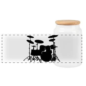 Drumset - Panorama Keksdose mit Holzdeckel - Weiß - Vorne
