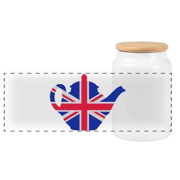 British teapot 3clr - Panorama Keksdose mit Holzdeckel - Weiß - Vorne