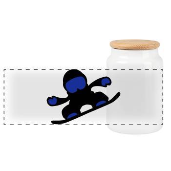snowboarder - Panoramic Cookie Jar with Wooden Lid - white - Front