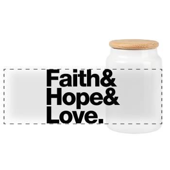 faith love hope - glaube hoffnung liebe - Panorama Keksdose mit Holzdeckel - Weiß - Vorne
