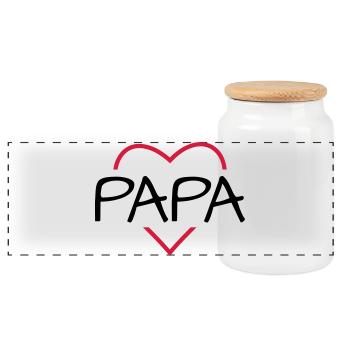 Papa Herz Geschenk Geburtstag Vatertag - Panorama Keksdose mit Holzdeckel - Weiß - Vorne