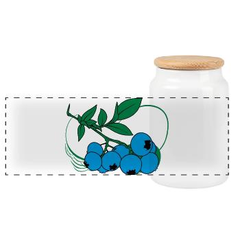 Blaubeeren - Panorama Keksdose mit Holzdeckel - Weiß - Vorne