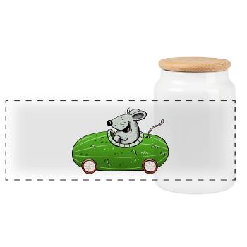 Souris Jouer concombre ne olle - Voiture - Voitures - Drôle - Boîte à biscuits avec couvercle en bois - blanc - Devant
