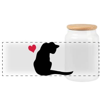 Katze - Panorama Keksdose mit Holzdeckel - Weiß - Vorne