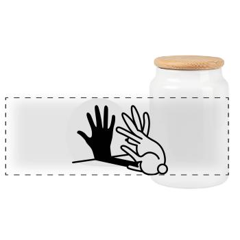 Handschatten Kaninchen 2 clr - Panorama Keksdose mit Holzdeckel - Weiß - Vorne