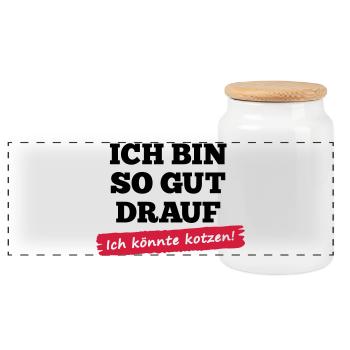 T-shirt énonciations "je suis de mauvaise humeur - - Boîte à biscuits avec couvercle en bois - blanc - Devant