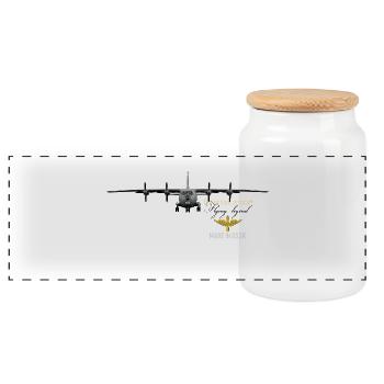 Antonov 12 - Panoramic Cookie Jar with Wooden Lid - white - Front