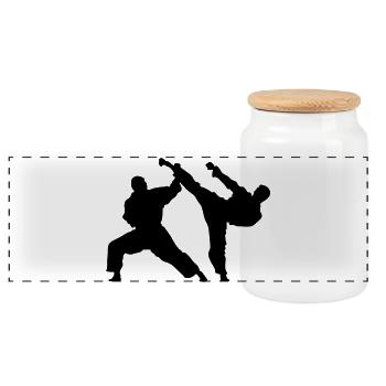 karate - Boîte à biscuits avec couvercle en bois - blanc - Devant